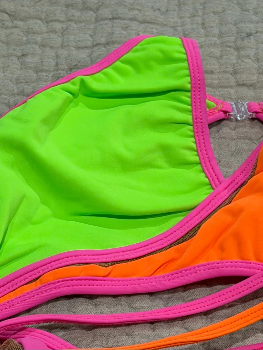 LA Designs Neon Strappy Dance Costume Two Piece Child M